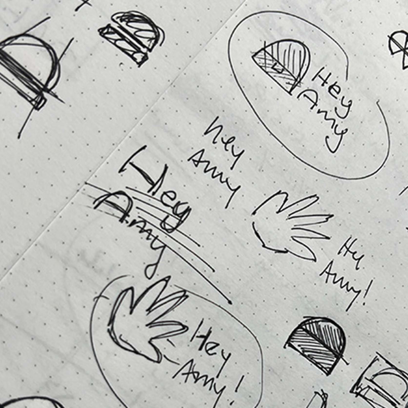 Hey Amy logo sketches